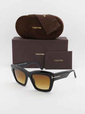 Tom Ford Luna FT1191 01F Square Sunglasses - Black / Brown